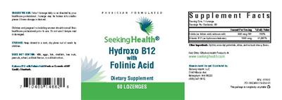 Photo of the Seeking Health Hydroxo B12 with Folinic Acid label