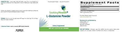 Photo of the Seeking Health L-Glutamine Powder label