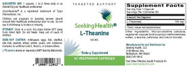 Photo of the Seeking Health L-Theanine 100 mg label