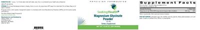 Photo of the Seeking Health Magnesium Glycinate Powder 200 mg label