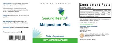 Photo of the Seeking Health Magnesium Plus label