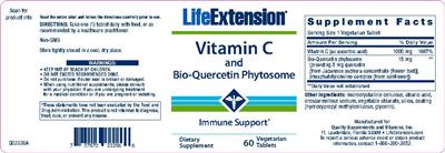 Photo of the Life Extension Vitamin C and Bio-Quercetin Phytosome label