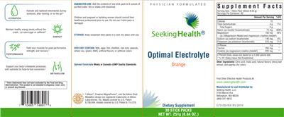 Photo of the Seeking Health Optimal Electrolyte Orange label