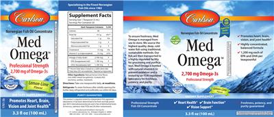 Photo of the Carlson Med Omega Lemon-Lime Flavor label
