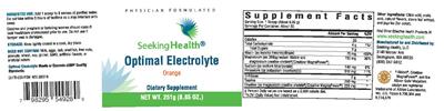 Photo of the Seeking Health Optimal Electrolyte Orange label