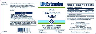 Photo of the Life Extension PEA Discomfort Relief label