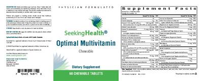 Photo of the Seeking Health Optimal Multivitamin Chewable label