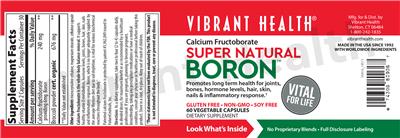 Photo of the Vibrant Health Super Natural Boron label