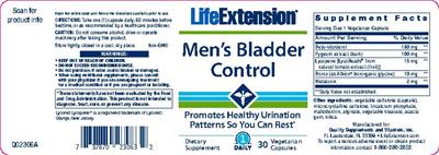 Photo of the Life Extension Men's Bladder Control label