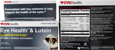 Product label for Eye Health & Lutein
