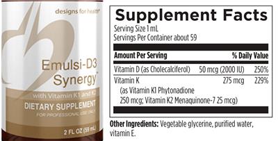 Photo of the Designs for Health Emulsi-D3 Synergy label