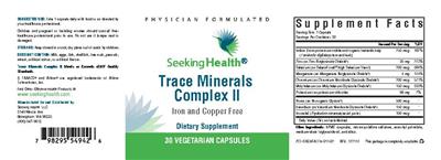 Photo of the Seeking Health Trace Minerals Complex II label