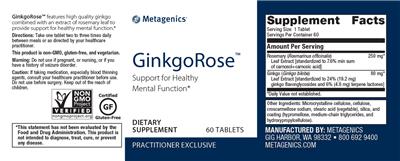 Photo of the Metagenics GinkgoRose label