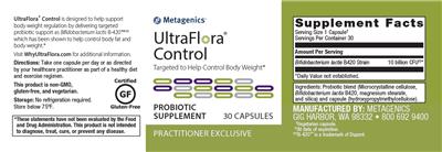 Photo of the Metagenics UltraFlora Control label