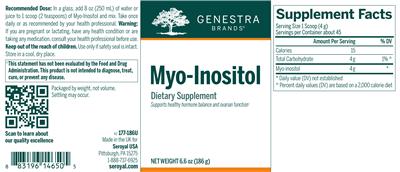 Photo of the Genestra Brands Myo-Inositol label