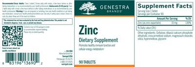 Photo of the Genestra Brands Zinc label