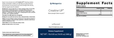 Photo of the Metagenics Creatine UP Unflavored label