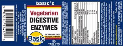 Photo of the Basic Vitamins Vegetarian Digestive Enzymes label