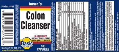 Photo of the Basic Vitamins Colon Cleanser label