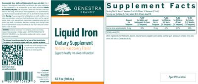 Photo of the Genestra Brands Liquid Iron Natural Raspberry Flavor label
