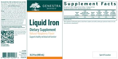 Photo of the Genestra Brands Liquid Iron Natural Raspberry Flavor label