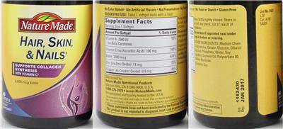 Photo of the Nature Made Hair, Skin, & Nails label