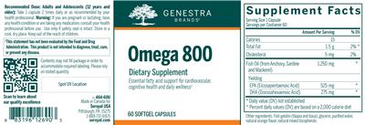 Photo of the Genestra Brands Omega 800 label