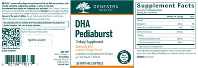 Photo of the Genestra Brands DHA Pediaburst Natural Orange Flavor label