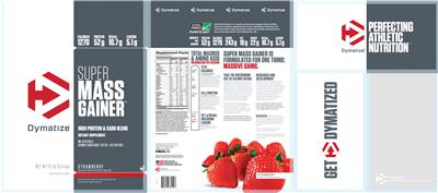 Photo of the Dymatize Super Mass Gainer Strawberry label