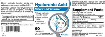 Photo of the Roex Hyaluronic Acid label