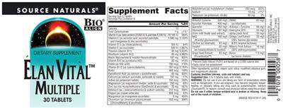 Photo of the Source Naturals Elan Vital Multiple label
