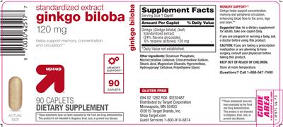 Photo of the up&up Ginkgo Biloba 120 mg label