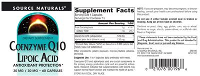 Coenzyme Q10 30 mg Lipoic Acid 30 mg