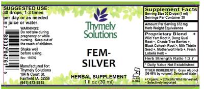Photo of the Thymely Solutions Fem-Silver label