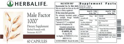 Photo of the Herbalife Male Factor 1000 label