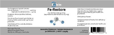 Photo of the RN Labs Fe-Restore label