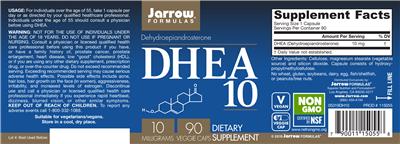 Photo of the Jarrow Formulas DHEA 10 label