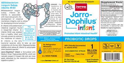 Photo of the Jarrow Formulas Jarro-Dophilus Infant Probiotic Drops label