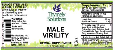 Photo of the Thymely Solutions Male Virility label