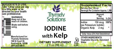 Photo of the Thymely Solutions Iodine with Kelp label