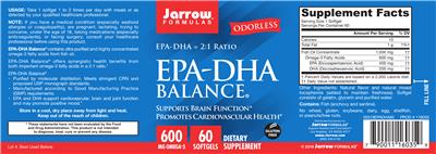Photo of the Jarrow Formulas EPA-DHA Balance label