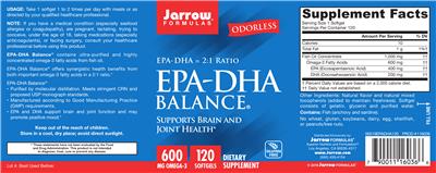 Photo of the Jarrow Formulas EPA-DHA Balance label