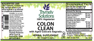 Photo of the Thymely Solutions Colon Clean label