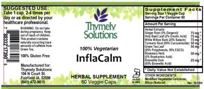 Photo of the Thymely Solutions InflaCalm label