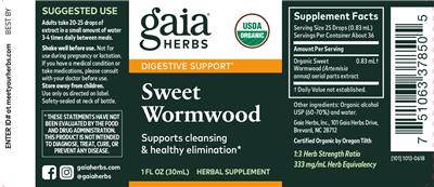Photo of the Gaia Herbs Sweet Wormwood label