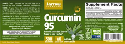 Photo of the Jarrow Formulas Curcumin 95 500 mg label