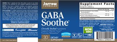 Photo of the Jarrow Formulas GABA Soothe label
