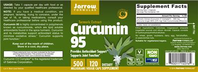 Photo of the Jarrow Formulas Curcumin 95 500 mg label