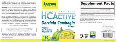 Photo of the Jarrow Formulas HCActive label