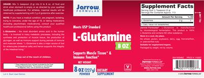 Photo of the Jarrow Formulas L-Glutamine Powder label